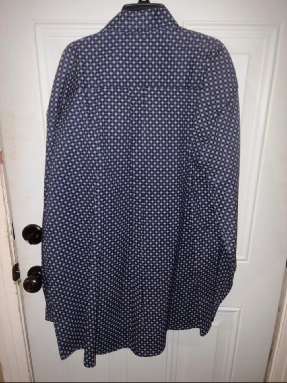 Men's Navy Patterned Button-Up Jacket - Picture 4 of 4